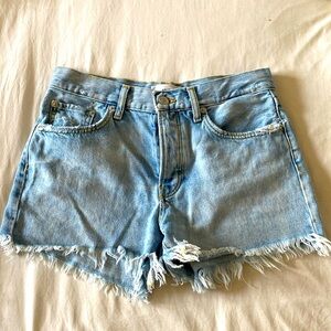 Light wash cutoff denim shorts